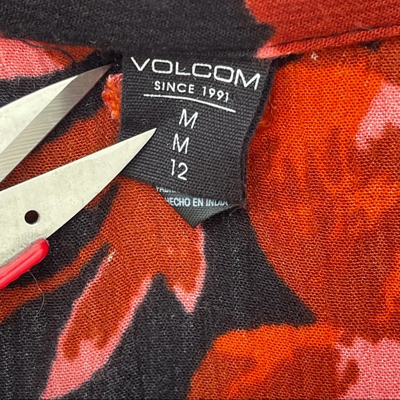 Volcom lace floral dress button top black red - Picture 4 of 7